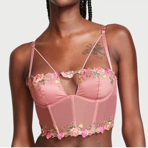 Victoria Secret Unlined Rose Embroider Corset Top